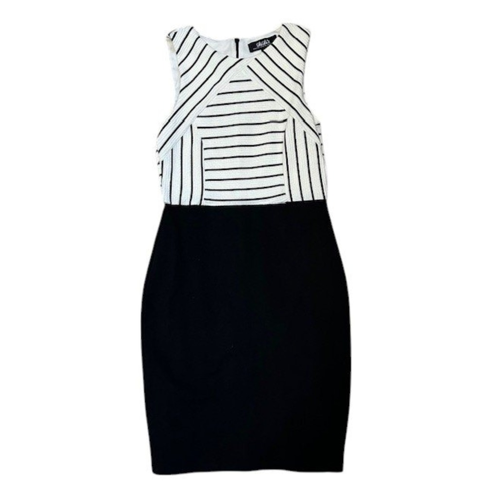 Lulus Striped Bodycon Dress Sleeveless Black White Career Party Size Med‎